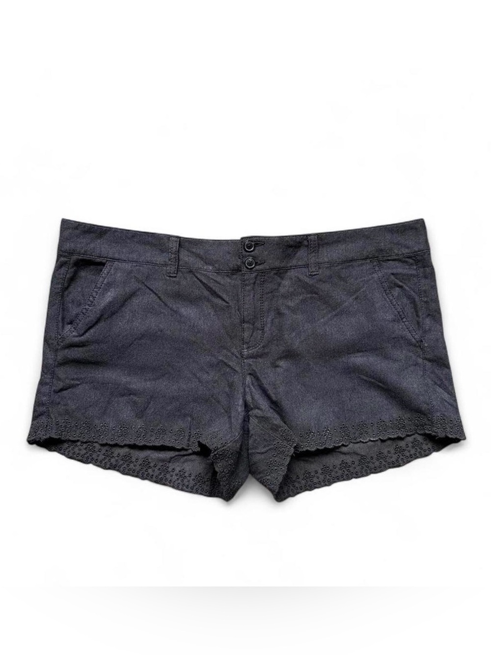 Y2K 2010s American Eagle Mid Rise Shorts Preppy Coquette Eyelet Hem Shorts
